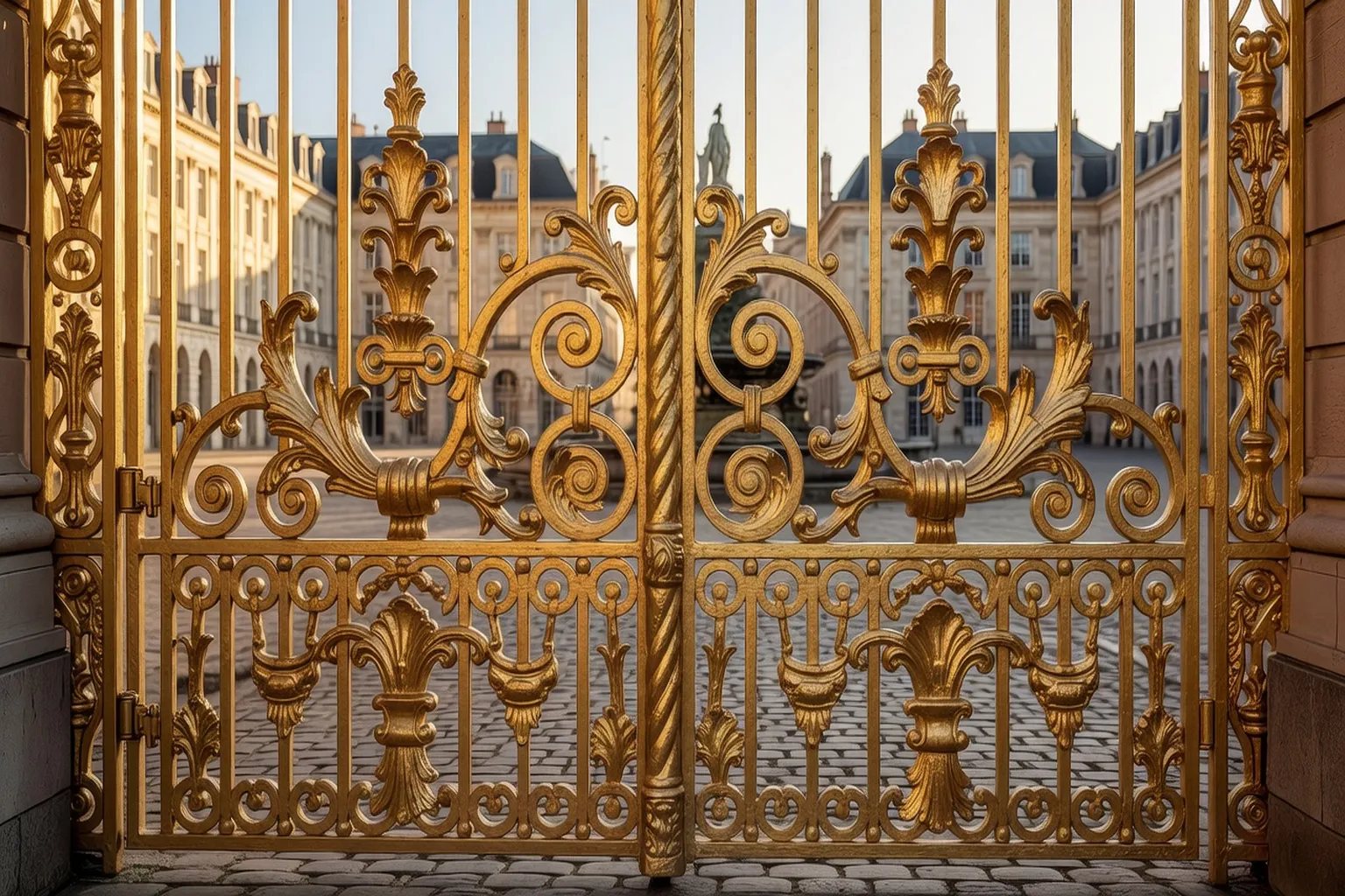 Grilles dorées de la place Stanislas à Nancy, détail de ferronnerie de Jean Lamour