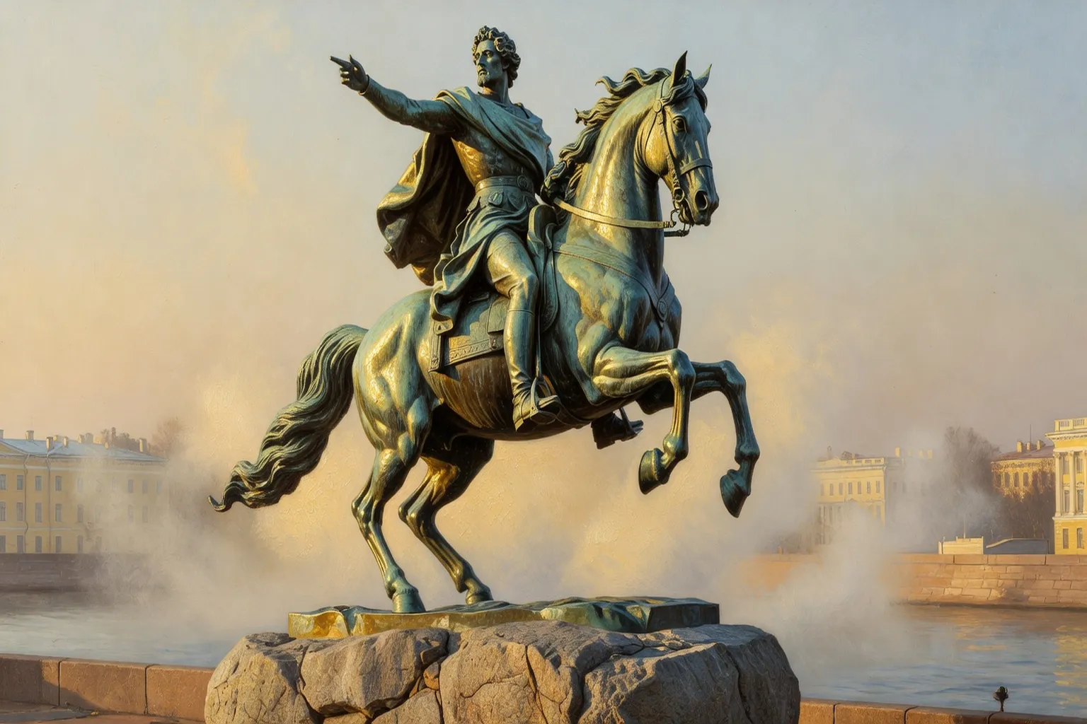 Statue équestre de Pierre le Grand par Falconet — illustration Cavalier de bronze