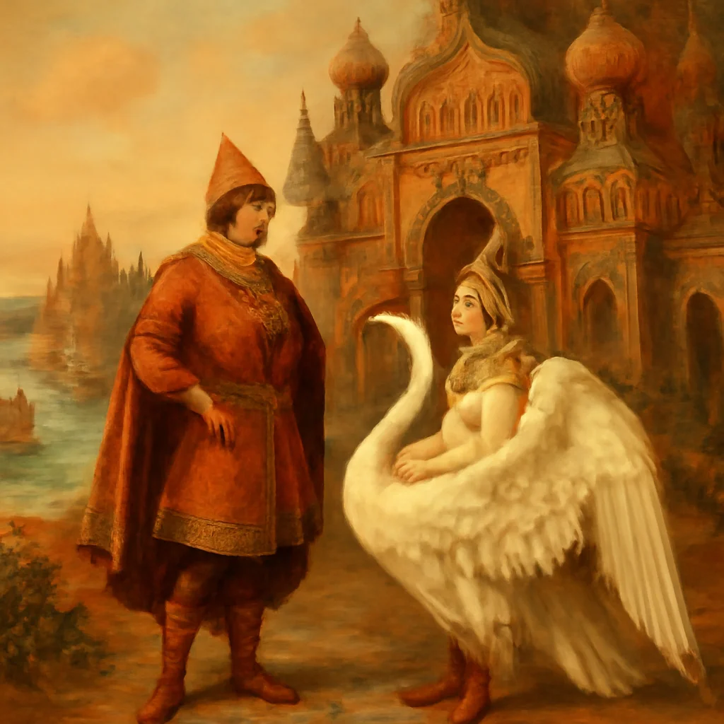 Illustration du Tsar Saltan, conte de Pouchkine — style XIXe siècle