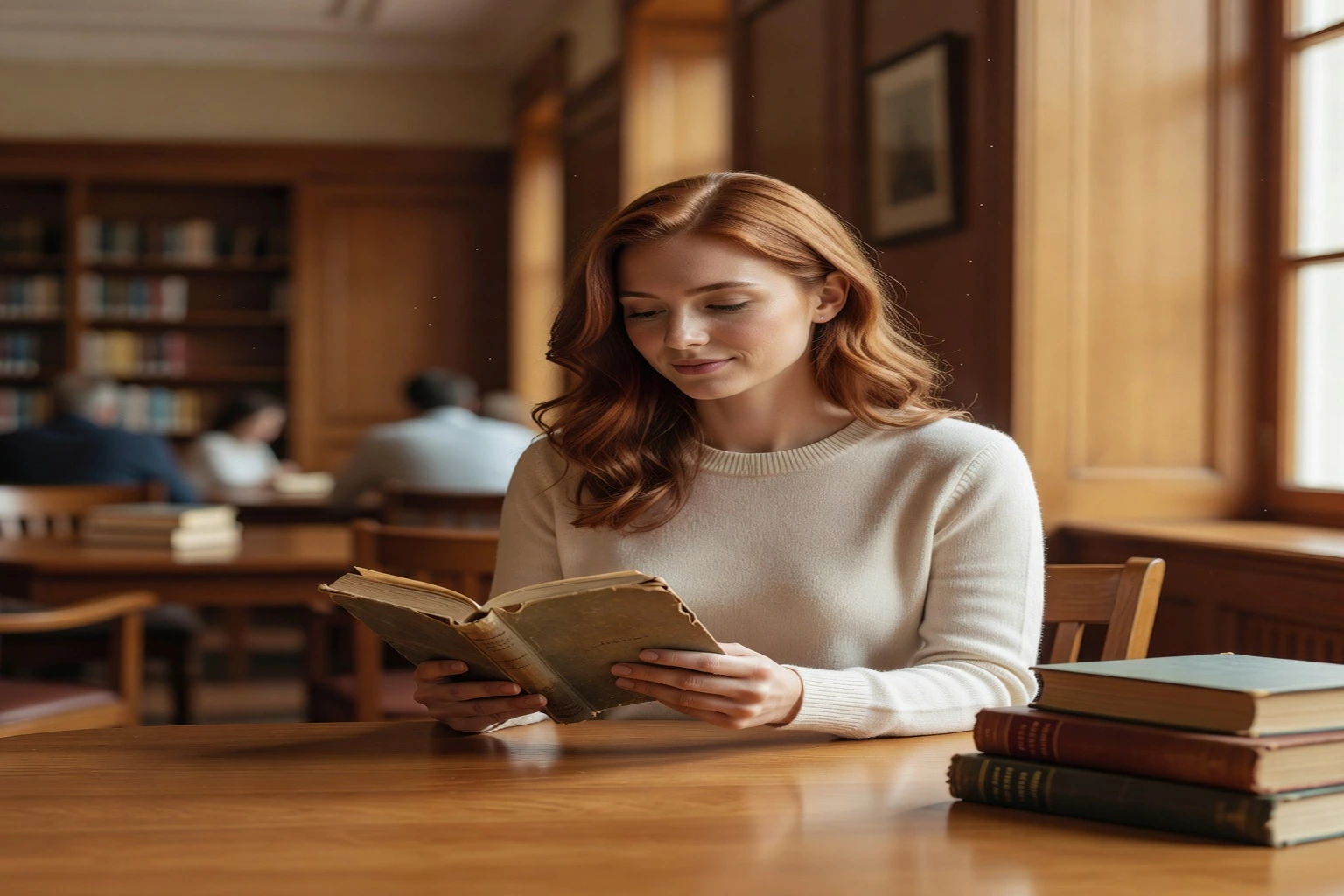 jeune lectrice découvrant un volume de La Fille du capitaine dans une bibliothèque