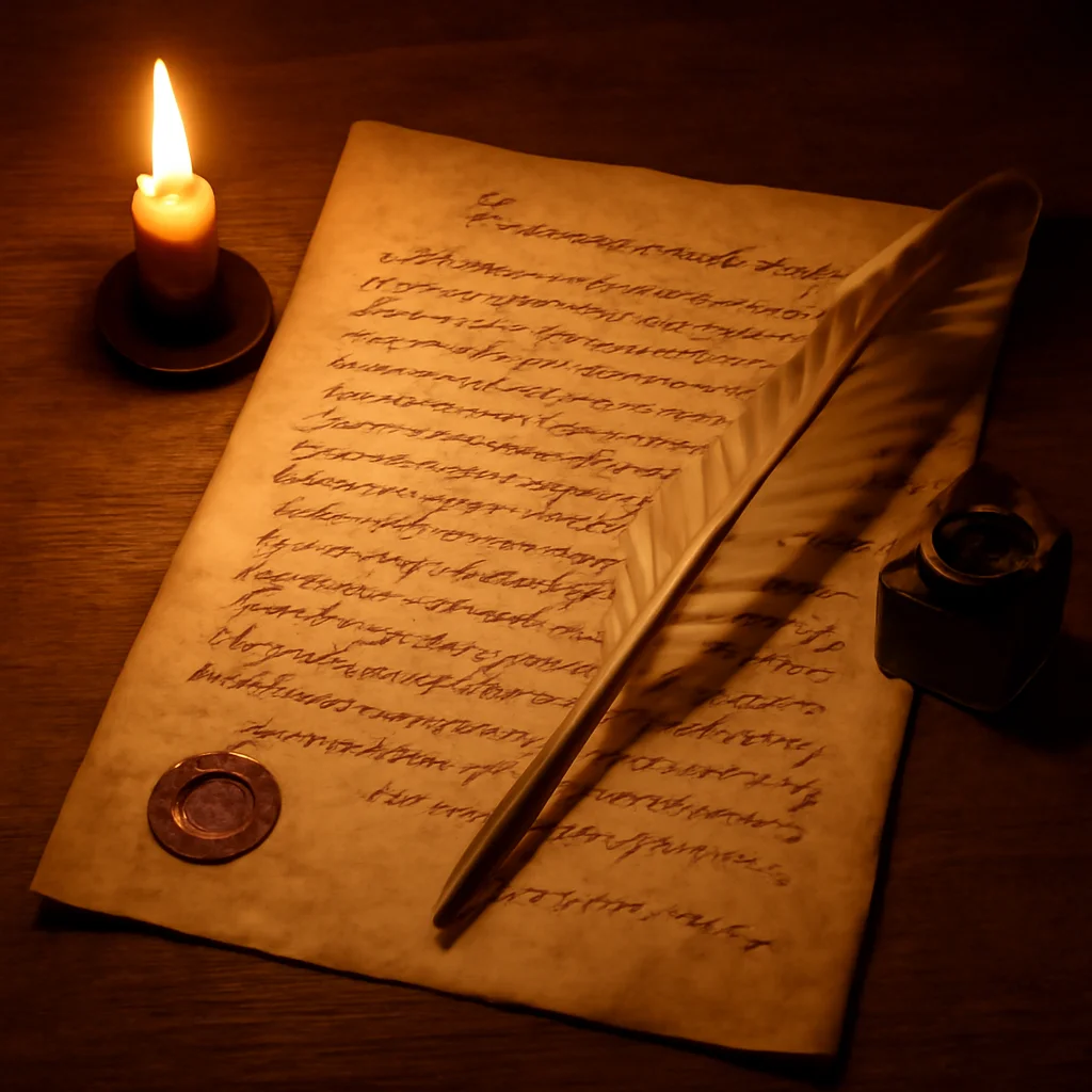Manuscrit ancien à la plume, papier jauni — style XIXe siècle